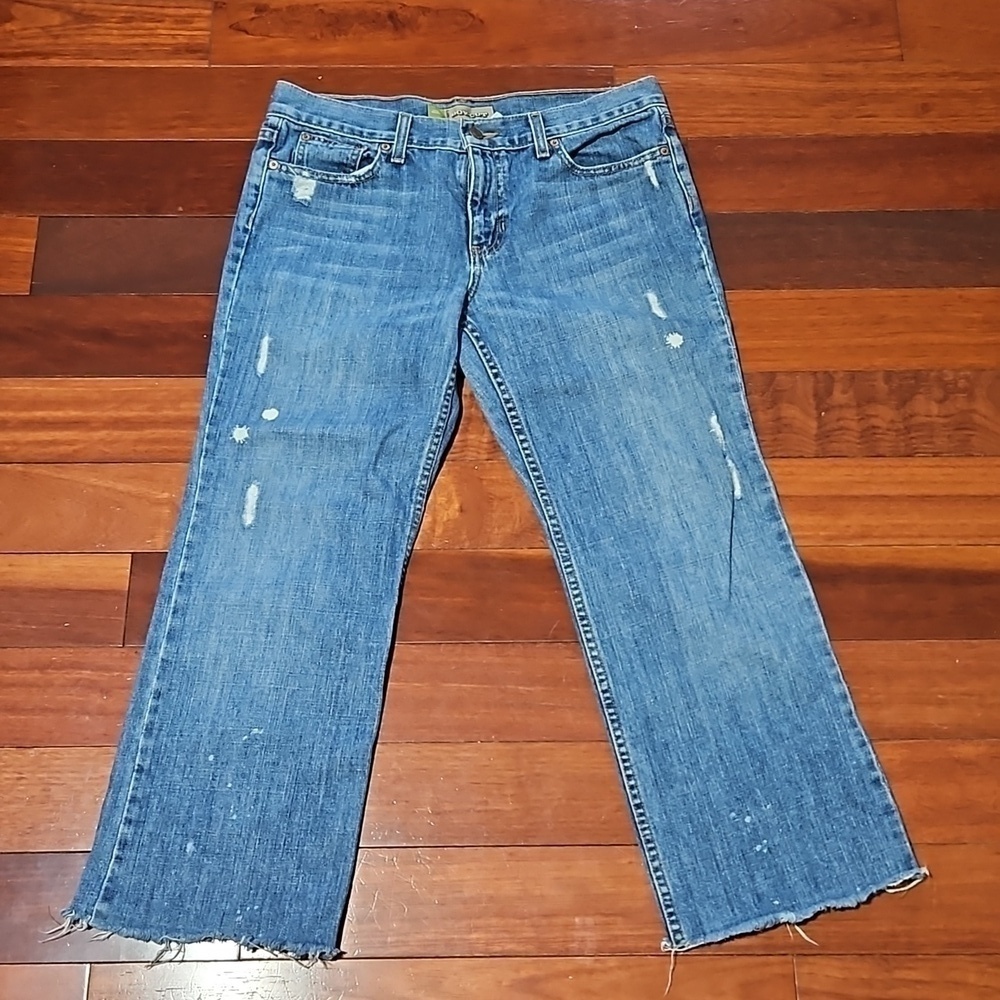 Old Navy Boy-Cut Low Waist Distressed Frayed Hem Jeans sz 6 Short VGUC